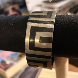 Geometric Silver and Black Bracelet